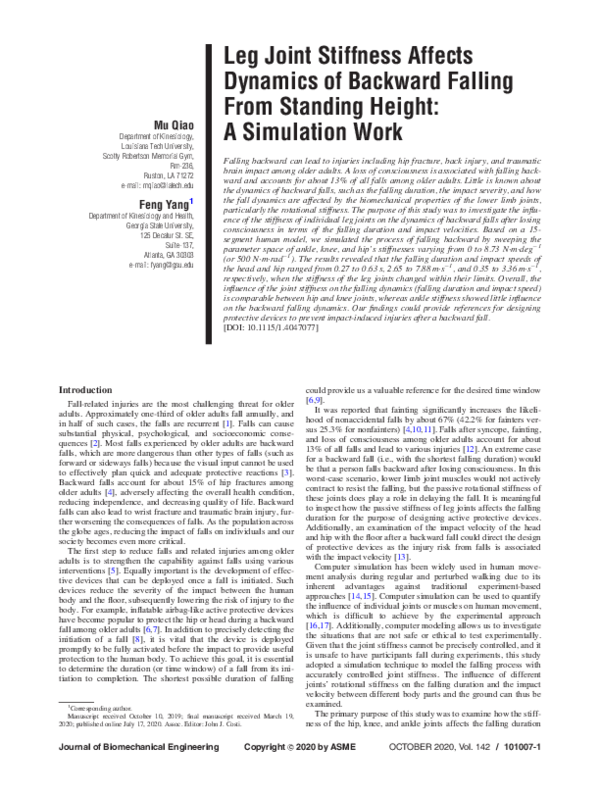 (PDF) Leg Joint Stiffness Affects Dynamics of Backward Falling From ...
