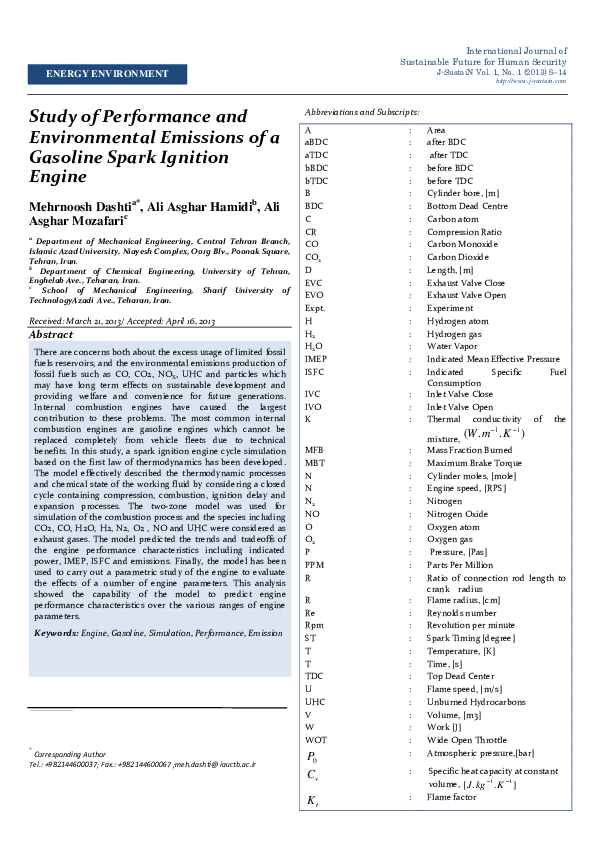 (PDF) Study of Performance and Environmental Emissions of Gasoline ...