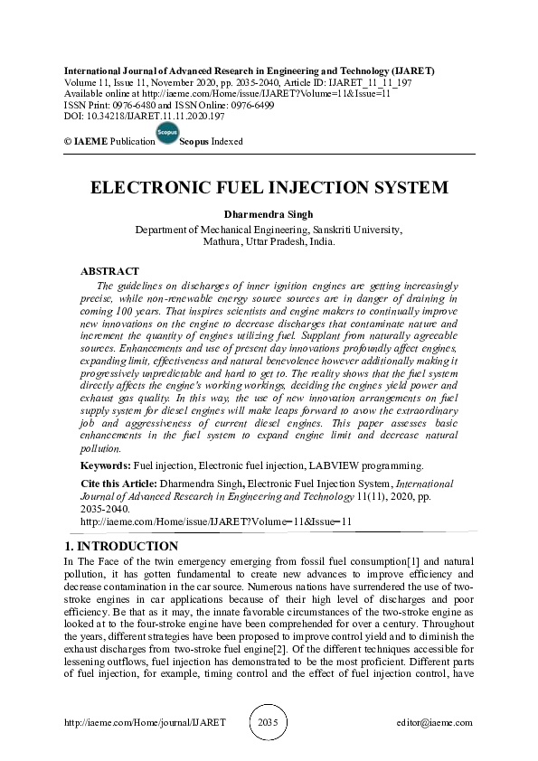 (PDF) ELECTRONIC FUEL INJECTION SYSTEM IAEME Publication Academia.edu