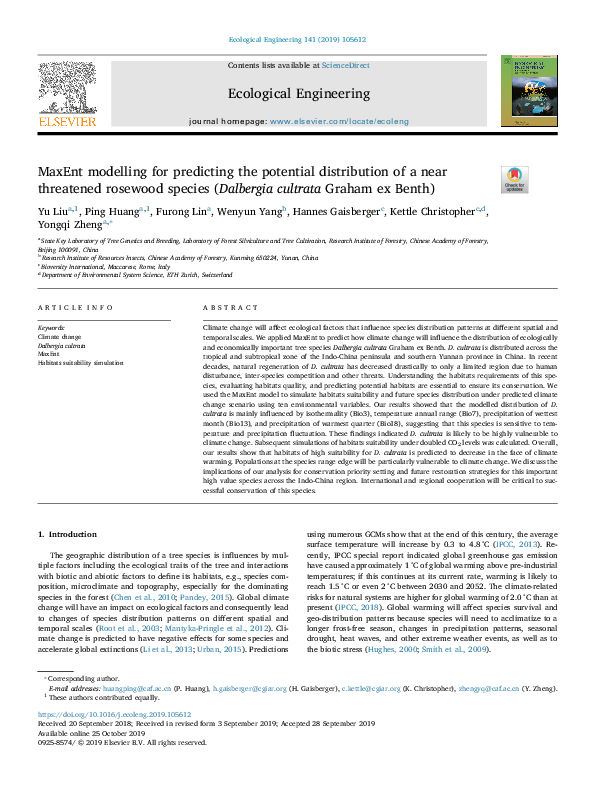 (PDF) MaxEnt modelling for predicting the potential distribution of a ...