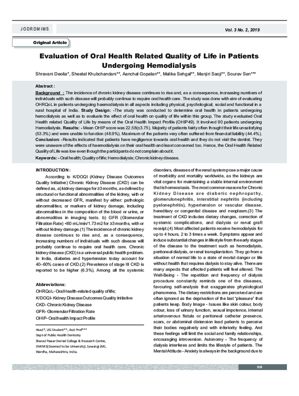 (PDF) Evaluation of Oral Health Related Quality of Life in Patients ...