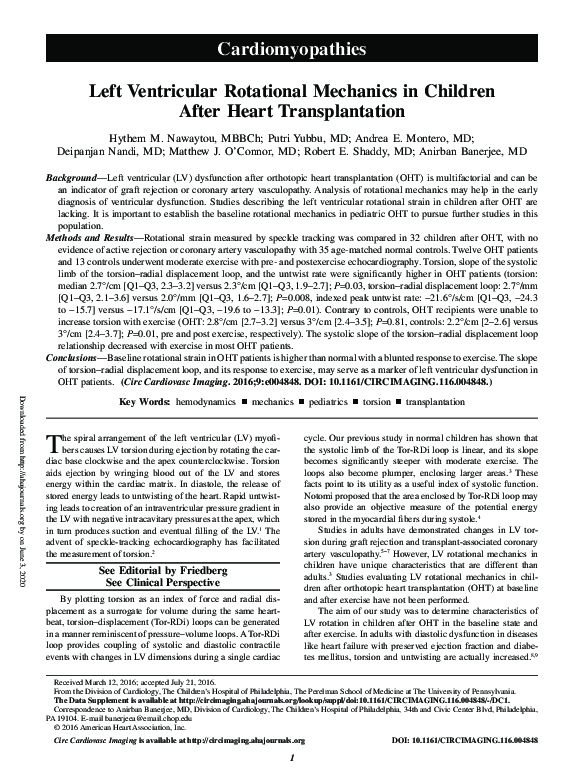 (PDF) Left Ventricular Rotational Mechanics in Children After Heart ...