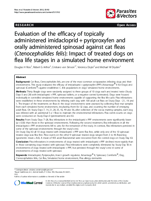 (PDF) Evaluation of the efficacy of topically administered imidacloprid