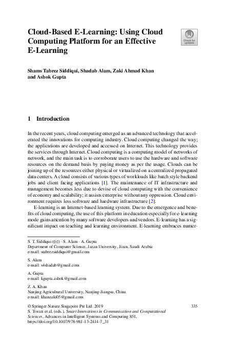 (PDF) Cloud-Based E-Learning: Using Cloud Computing Platform for an ...