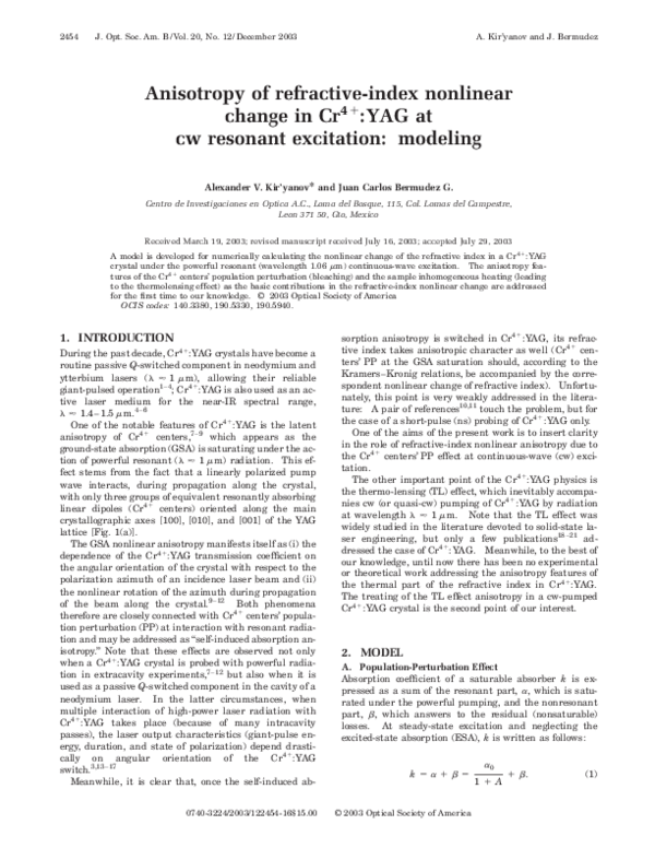 (PDF) Anisotropy of refractiveindex change in Cr4+ YAG at