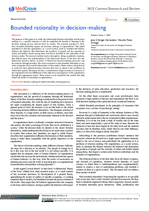 (PDF) Bounded rationality in decision–making
