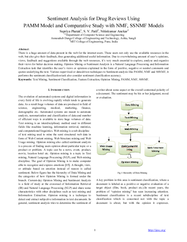 (PDF) Sentiment Analysis for Drug Reviews Using PAMM Model and ...