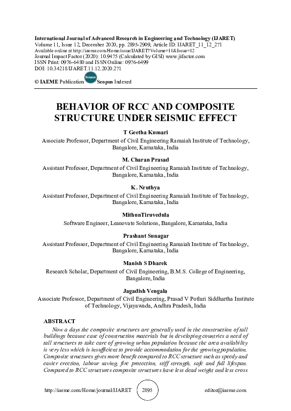 (PDF) BEHAVIOR OF RCC AND COMPOSITE STRUCTURE UNDER SEISMIC EFFECT