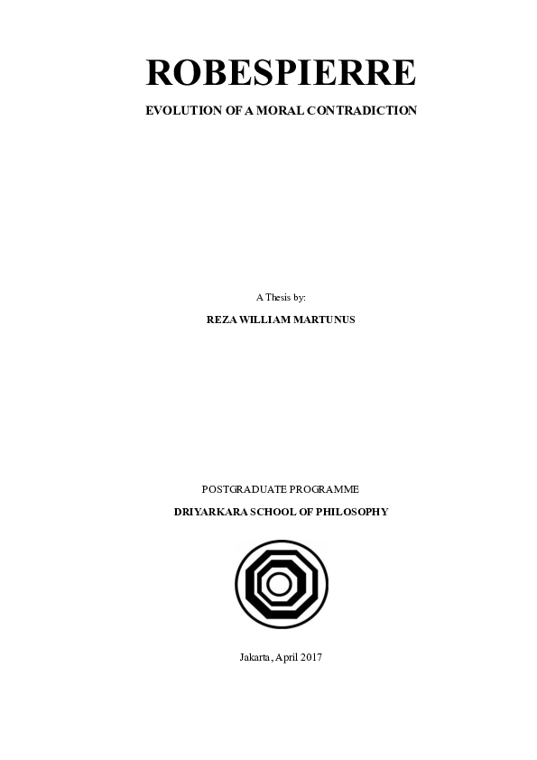 (PDF) ROBESPIERRE EVOLUTION OF A MORAL CONTRADICTION Reza W Martunus