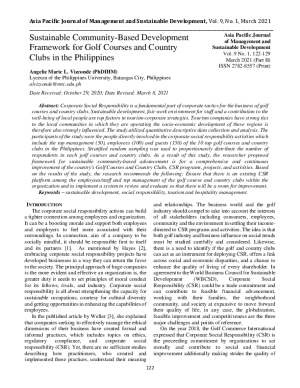 (PDF) Sustainable Community-Based Development Framework for Golf ...