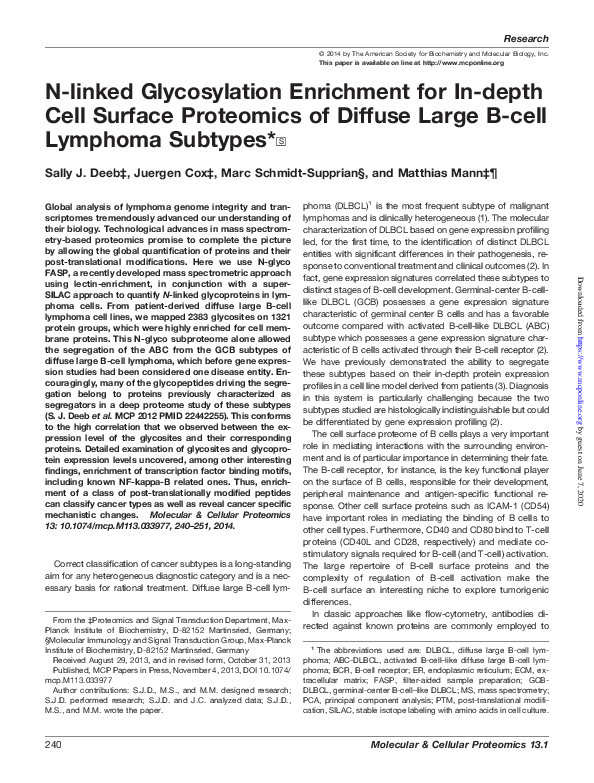 (PDF) N-linked Glycosylation Enrichment for In-depth Cell Surface ...