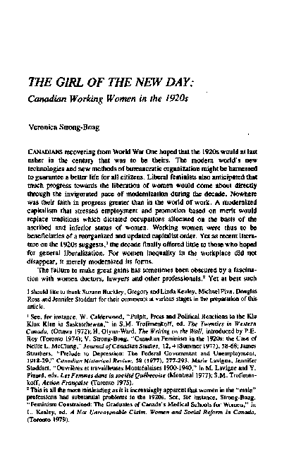 (PDF) The Girl of the New Day: Canadian Working Women in the 1920s
