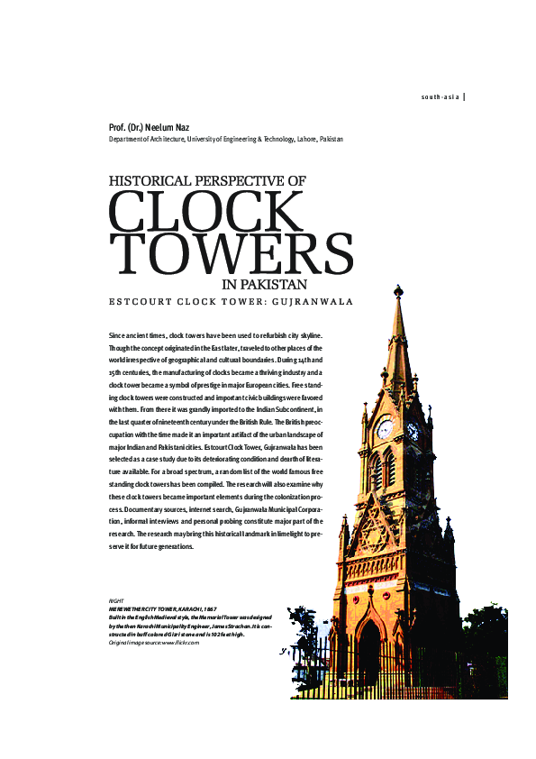 (PDF) Historical Perspective of Clock Towers of Pakistan Estcourt
