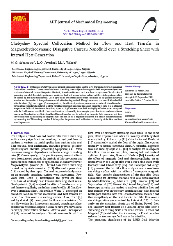 (PDF) Chebyshev Spectral Collocation Method for Flow and Heat Transfer ...