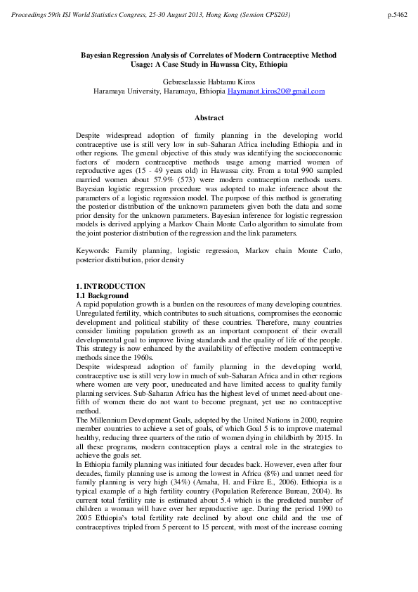  pdf bayesian regression analysis of correlates of modern