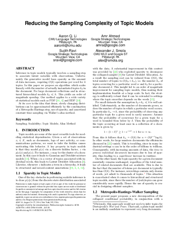 (PDF) Reducing the sampling complexity of topic models
