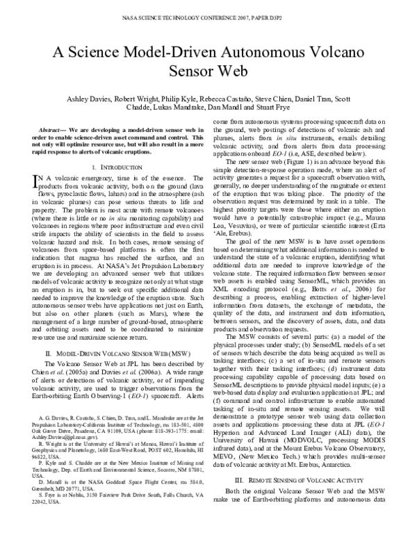 (PDF) A science model-driven autonomous volcano sensor web