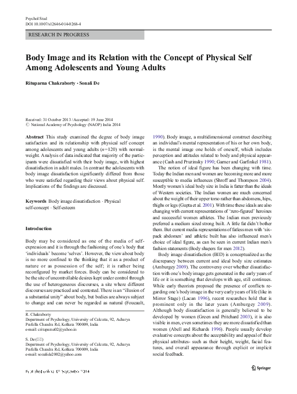 (PDF) Body Image and its Relation with the Concept of Physical Self