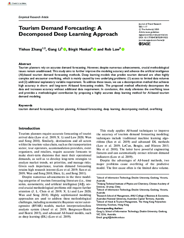 (PDF) Tourism Demand Forecasting: A Decomposed Deep Learning Approach