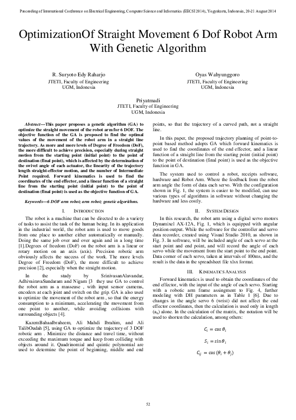 (PDF) Optimization of Straight Movement 6 Dof Robot Arm With Genetic ...