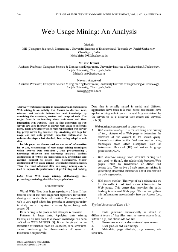 (PDF) Web Usage Mining: An Analysis