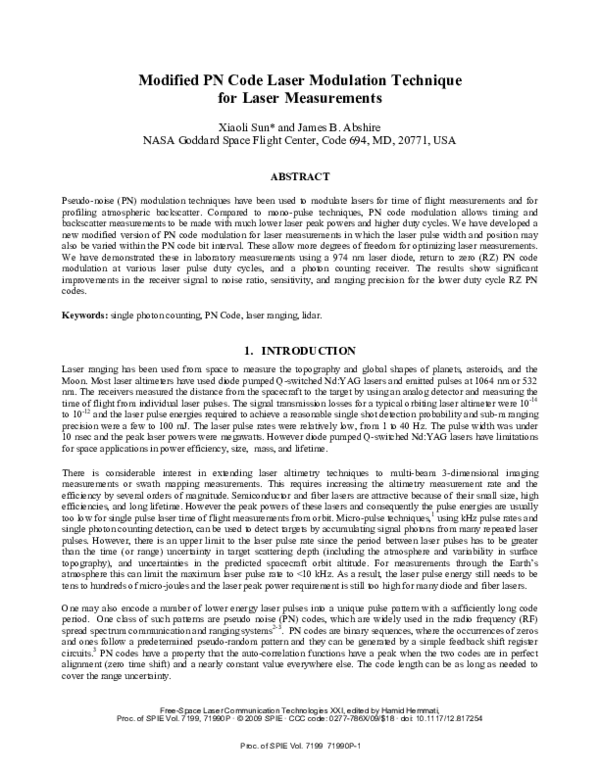 (PDF) Modified PN code laser modulation technique for laser measurements