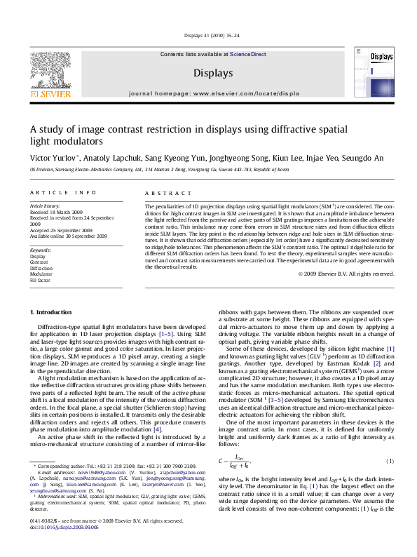 (PDF) A study of image contrast restriction in displays using ...