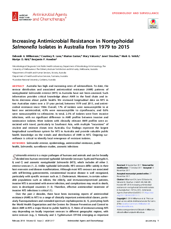 (PDF) Increasing Antimicrobial Resistance in Nontyphoidal Salmonella ...