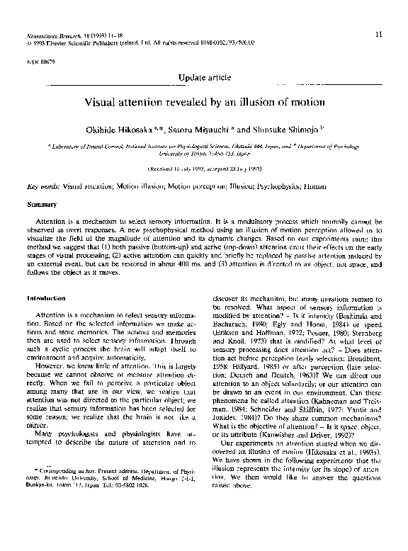 (PDF) Visual attention revealed by an illusion of motion