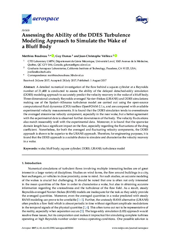 (PDF) Assessing the Ability of the DDES Turbulence Modeling Approach to ...