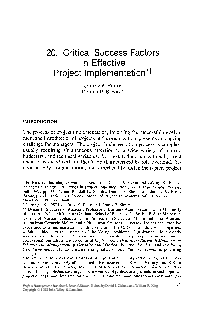 (PDF) Critical Success Factors in Effective Project Implementation