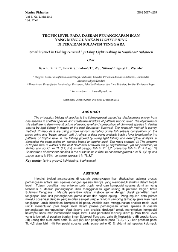 (PDF) TROPIK LEVEL PADA DAERAH PENANGKAPAN IKAN YANG MENGGUNAKAN LIGHT ...