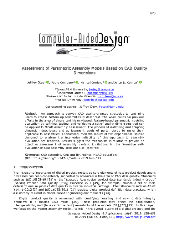 (PDF) Assessment of Parametric Assembly Models Based on CAD Quality ...