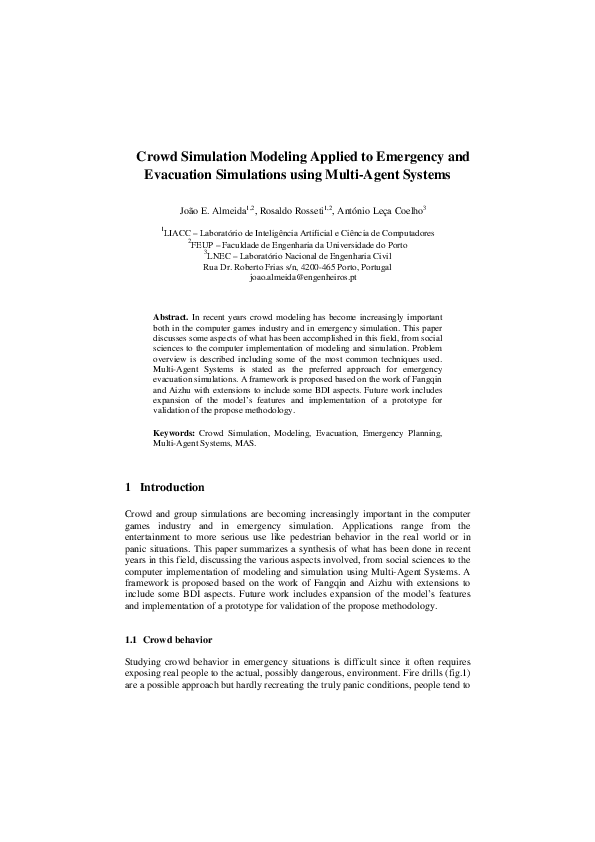 (PDF) Crowd Simulation Modeling Applied to Emergency and Evacuation ...