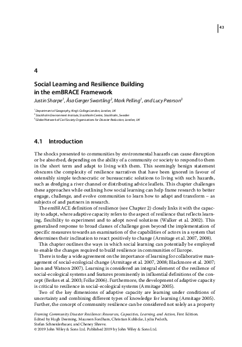 (PDF) Social Learning and Resilience Building in the emBRACE Framework