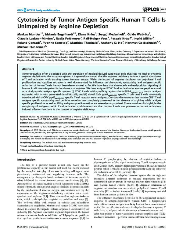 (PDF) Cytotoxicity of Tumor Antigen Specific Human T Cells Is ...