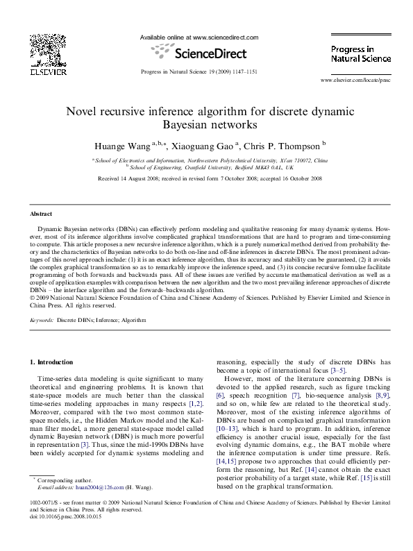 (PDF) Novel recursive inference algorithm for discrete dynamic Bayesian ...