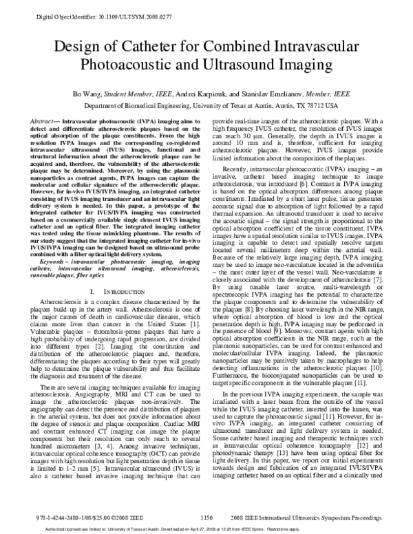 (PDF) Development of a catheter for combined intravascular ultrasound