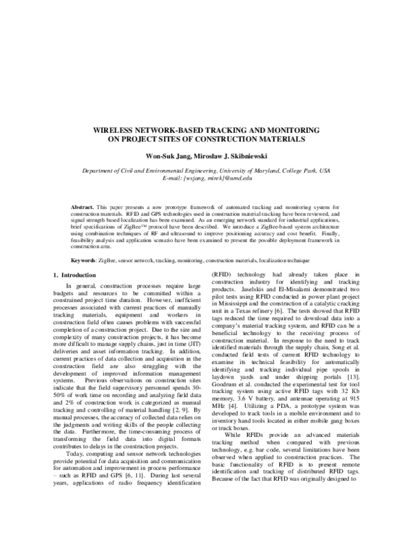 (PDF) Wireless network-based tracking and monitoring on project sites ...
