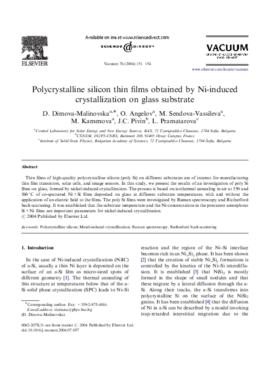 (PDF) Polycrystalline silicon thin films obtained by Ni-induced ...