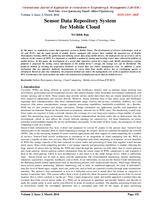 (PDF) Sensor Data Repository System for Mobile Cloud