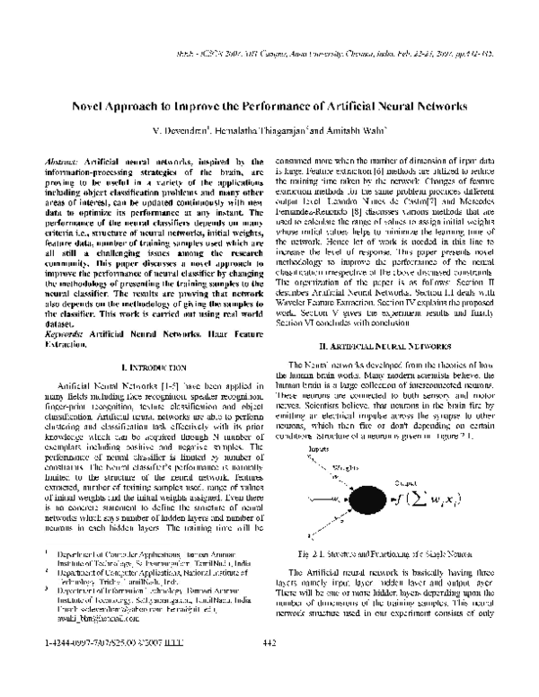 (PDF) Novel Approach to Improve the Performance of Artificial Neural ...