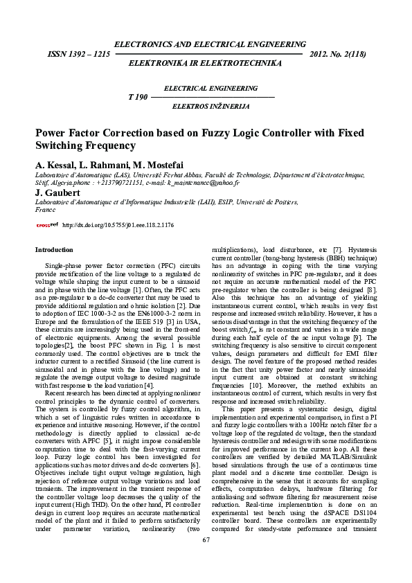 (PDF) Power Factor Correction based on Fuzzy Logic Controller with ...