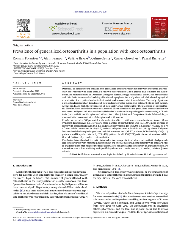 (PDF) Prevalence of generalized osteoarthritis in a population with ...