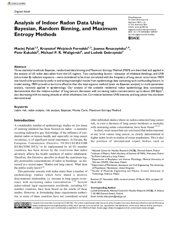 (PDF) Analysis of Indoor Radon Data Using Bayesian, Random Binning, and ...