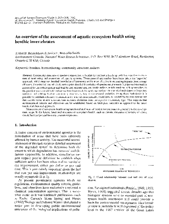 (PDF) An overview of the assessment of aquatic ecosystem health using benthic invertebrates