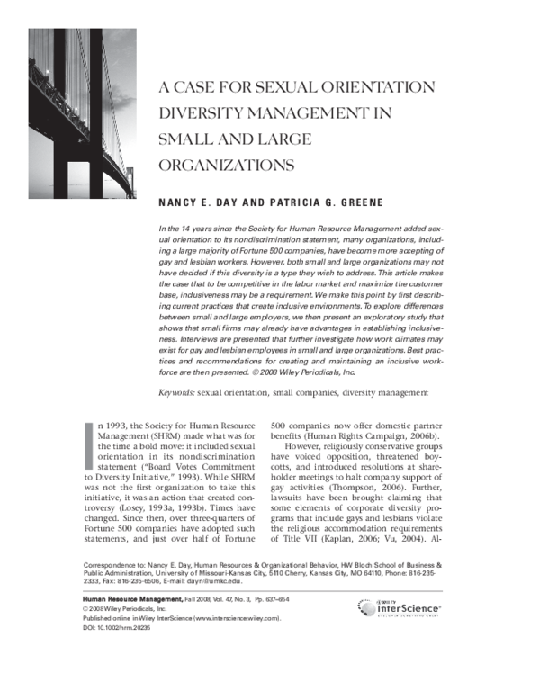 (PDF) A case for sexual orientation diversity management in small and ...