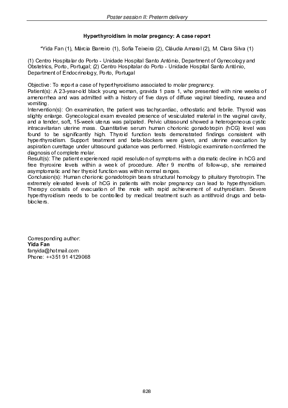 (PDF) Hyperthyroidism in molar pregancy: A case report