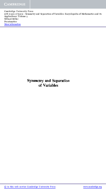 PDF) Symmetry and Separation of Variables 