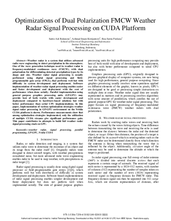 (PDF) Optimizations of Dual Polarization FMCW Weather Radar Signal ...